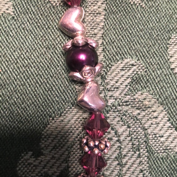 Bracelet w/ Swarovski Crystal Sterling Silver- Toggle Clasp - 7" Garnet Color - Picture 7 of 7